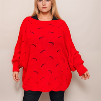 ROCKTHOSECURVES OVERSIZED SHELL PATTERN BATWING JUMPER