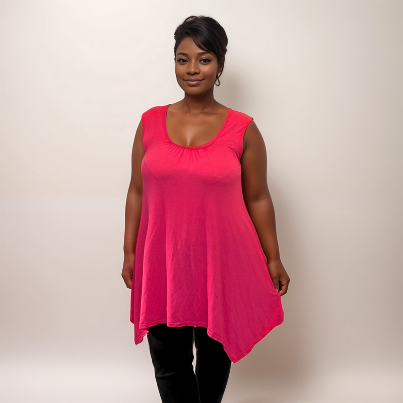 ROCKTHOSECURVES SLEEVELESS LONG HANKY HEM TUNIC TOP