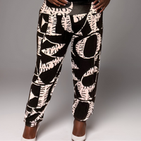 ROCKTHOSECURVES BLACK WHITE LOVE PARIS HIGH WAIST STRETCHY HAREM PANTS