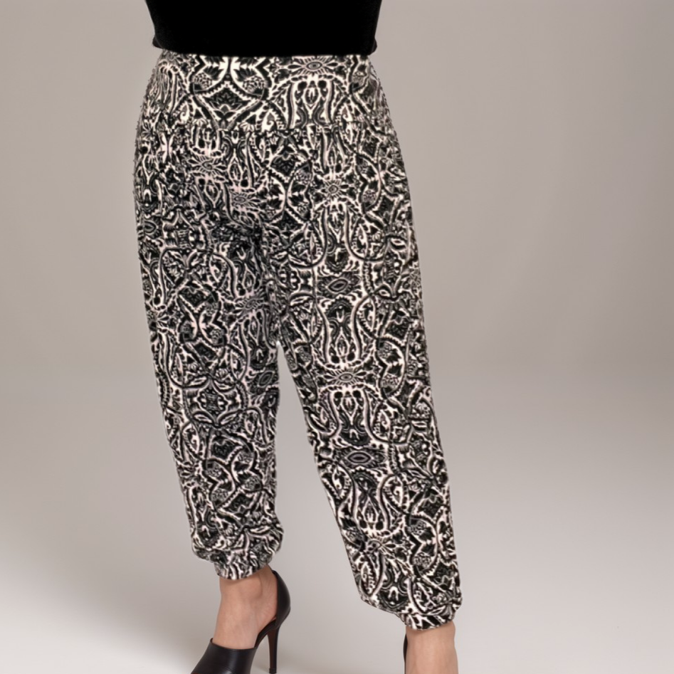 ROCKTHOSECURVES BLACK WHITE PAISLEY HAREM PANTS ALI BABA TROUSERS