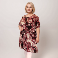 ROCKTHOSECURVES WINE PAISLEY SHORT SLEEVE SWING TOP A-LINE