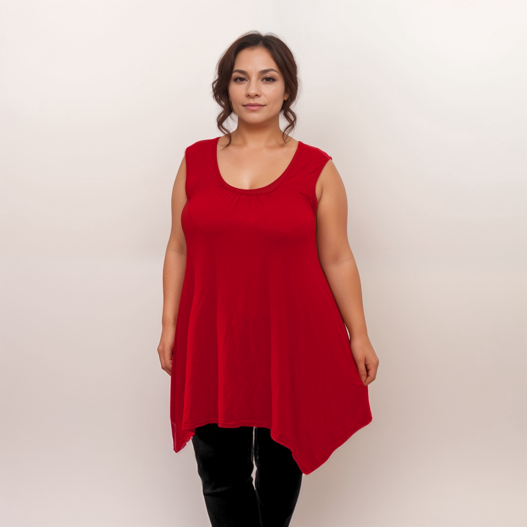 ROCKTHOSECURVES SLEEVELESS LONG HANKY HEM TUNIC TOP