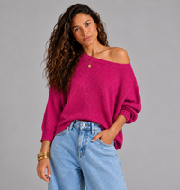 Slash Neck Batwing Light Knit Jumper