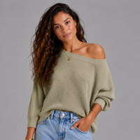 Slash Neck Batwing Light Knit Jumper