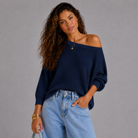 Slash Neck Batwing Light Knit Jumper