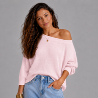 Slash Neck Batwing Light Knit Jumper