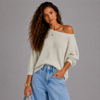 Slash Neck Batwing Light Knit Jumper
