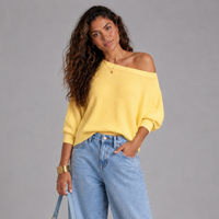 Slash Neck Batwing Light Knit Jumper