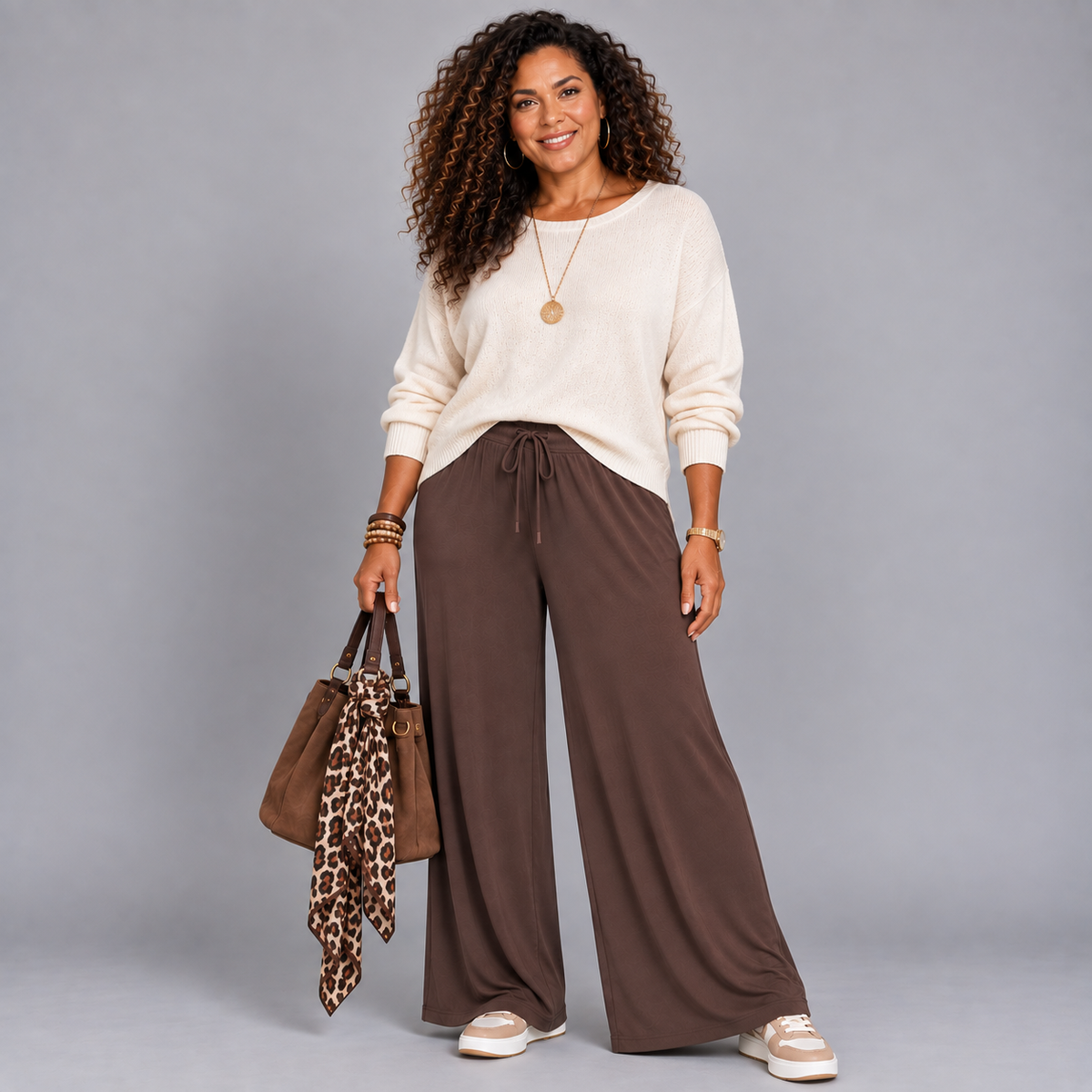 Plain Stretchy High Waist Palazzo Trousers