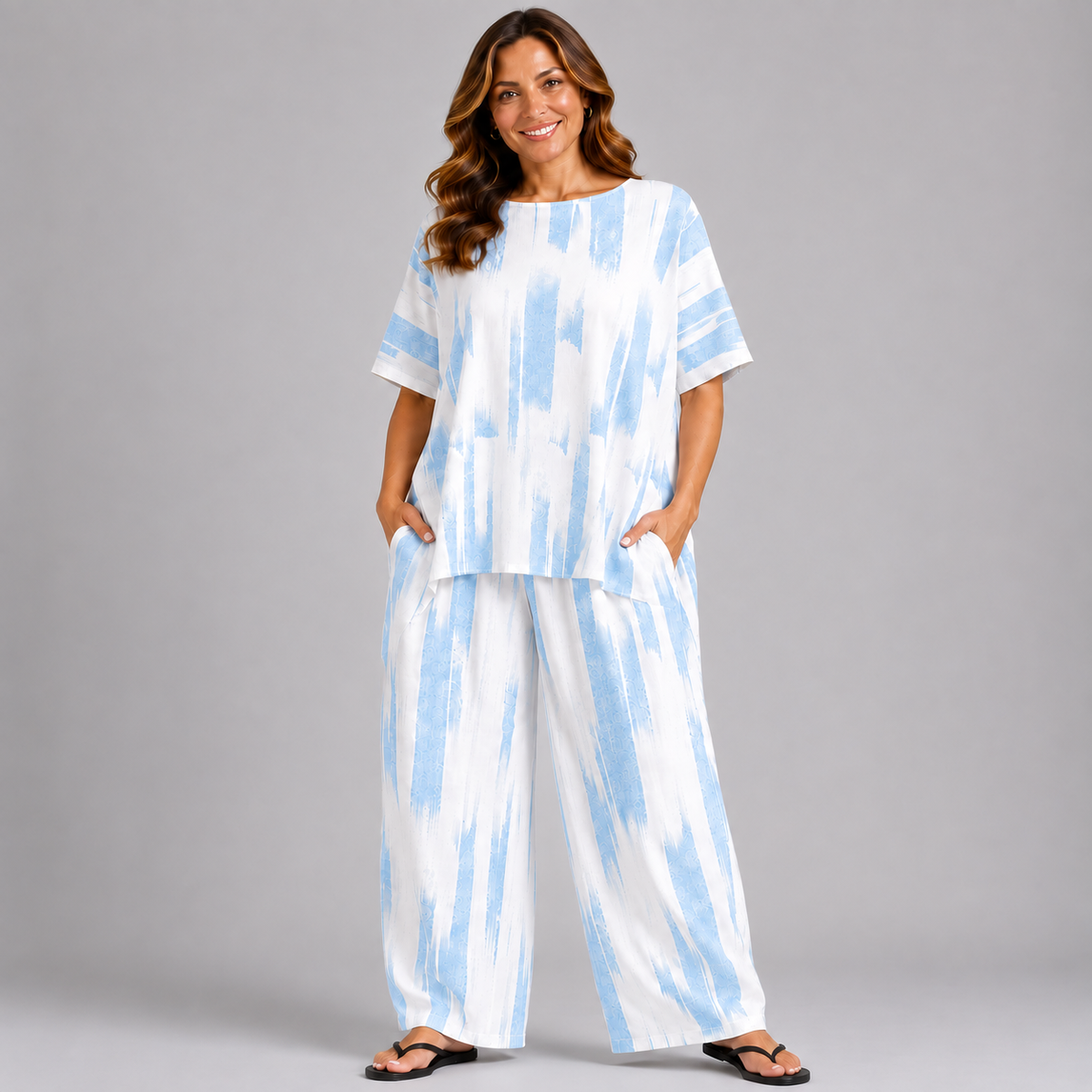 2 Piece Cotton Trouser Set / Outfit With Pockets