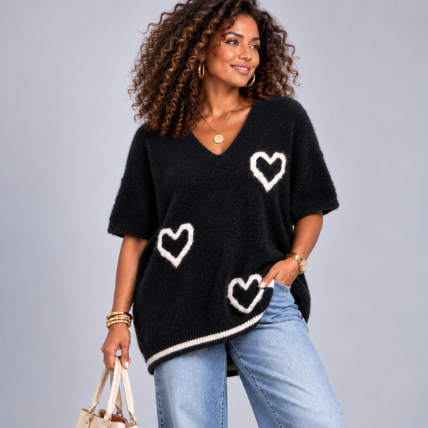 Fluffy Oversized Jumper with Hearts