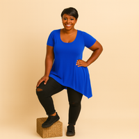 Plain Short Sleeve Hanky Hem Swing Top