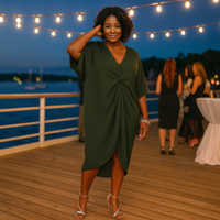 Knot Front V-Neck Dress