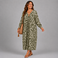 Paisley Print V Neck Batwing Midi Dress