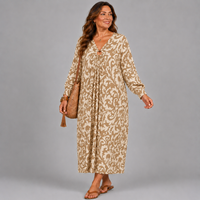 Paisley Print V Neck Batwing Midi Dress
