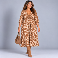 Paisley Print V Neck Batwing Midi Dress