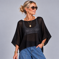 Lightweight 1/2 Sleeve Slash Neck Cotton Top