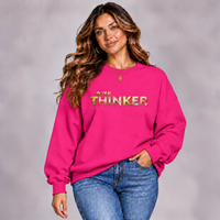 Long Cotton Sweatshirt with “Over Thinker” Logo