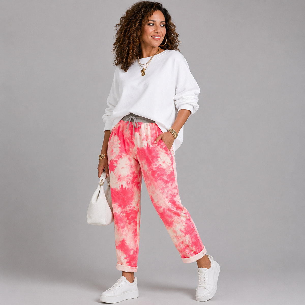 Pink & White Splash Effect Joggers
