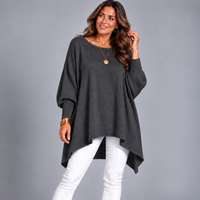 Slash Neck Oversized Batwing Jumper with Fitted Cuffs