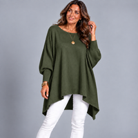 Slash Neck Oversized Batwing Jumper with Fitted Cuffs