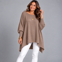 Slash Neck Oversized Batwing Jumper with Fitted Cuffs