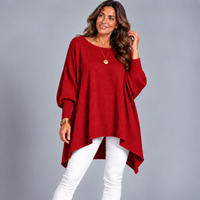 Slash Neck Oversized Batwing Jumper with Fitted Cuffs