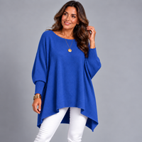 Slash Neck Oversized Batwing Jumper with Fitted Cuffs
