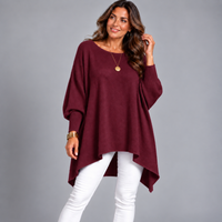 Slash Neck Oversized Batwing Jumper with Fitted Cuffs