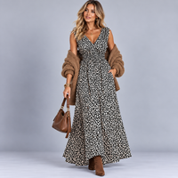 Black White Sleeveless V Neck maxi Dress with side Pockets