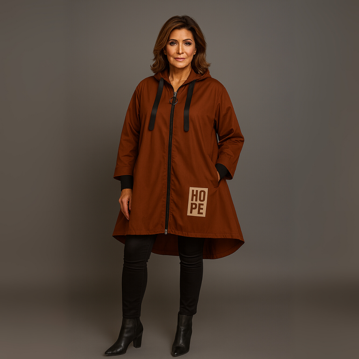 A-Line Dipped Hem Rain Mac