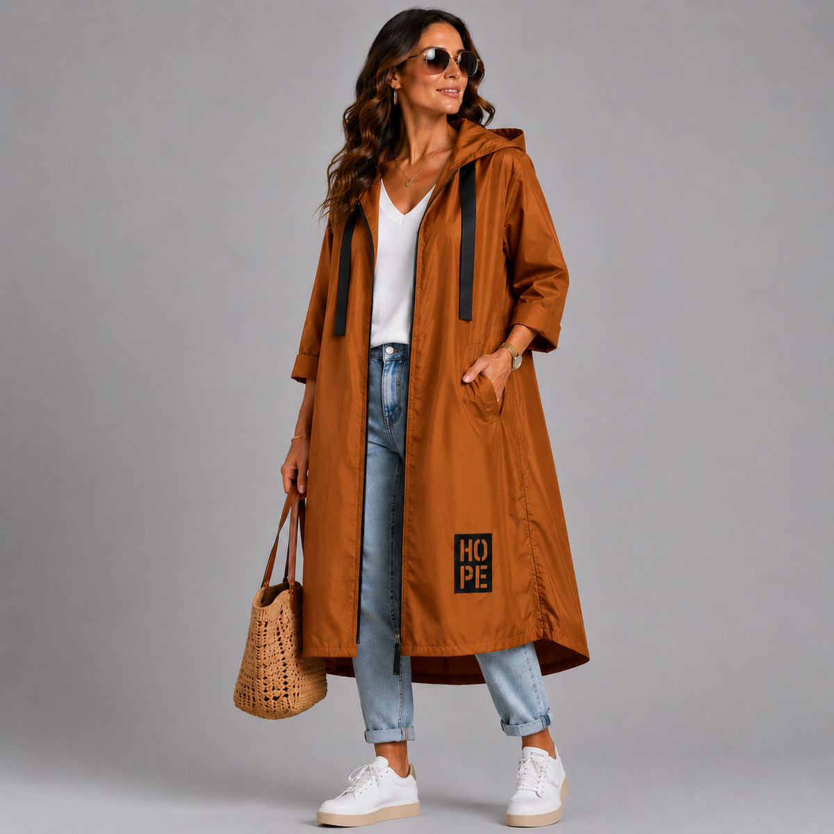 A-Line Dipped Hem Rain Mac