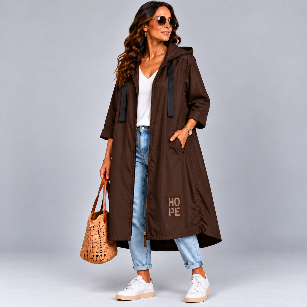 A-Line Dipped Hem Rain Mac
