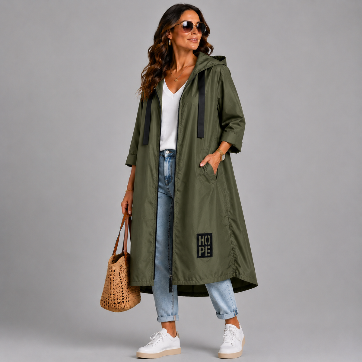 A-Line Dipped Hem Rain Mac
