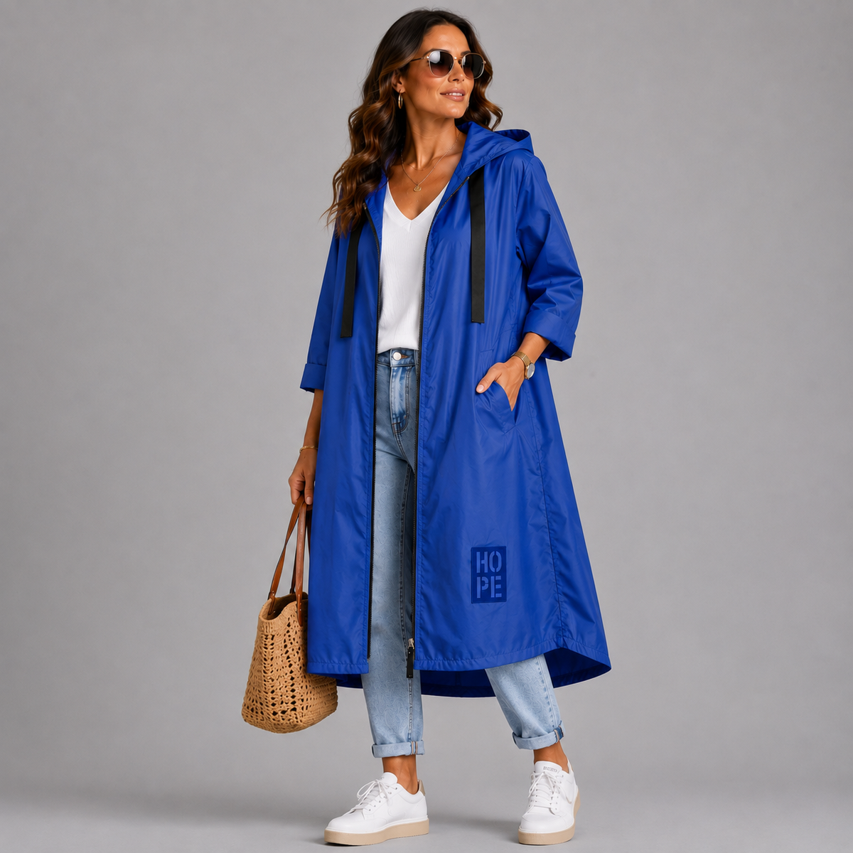 A-Line Dipped Hem Rain Mac