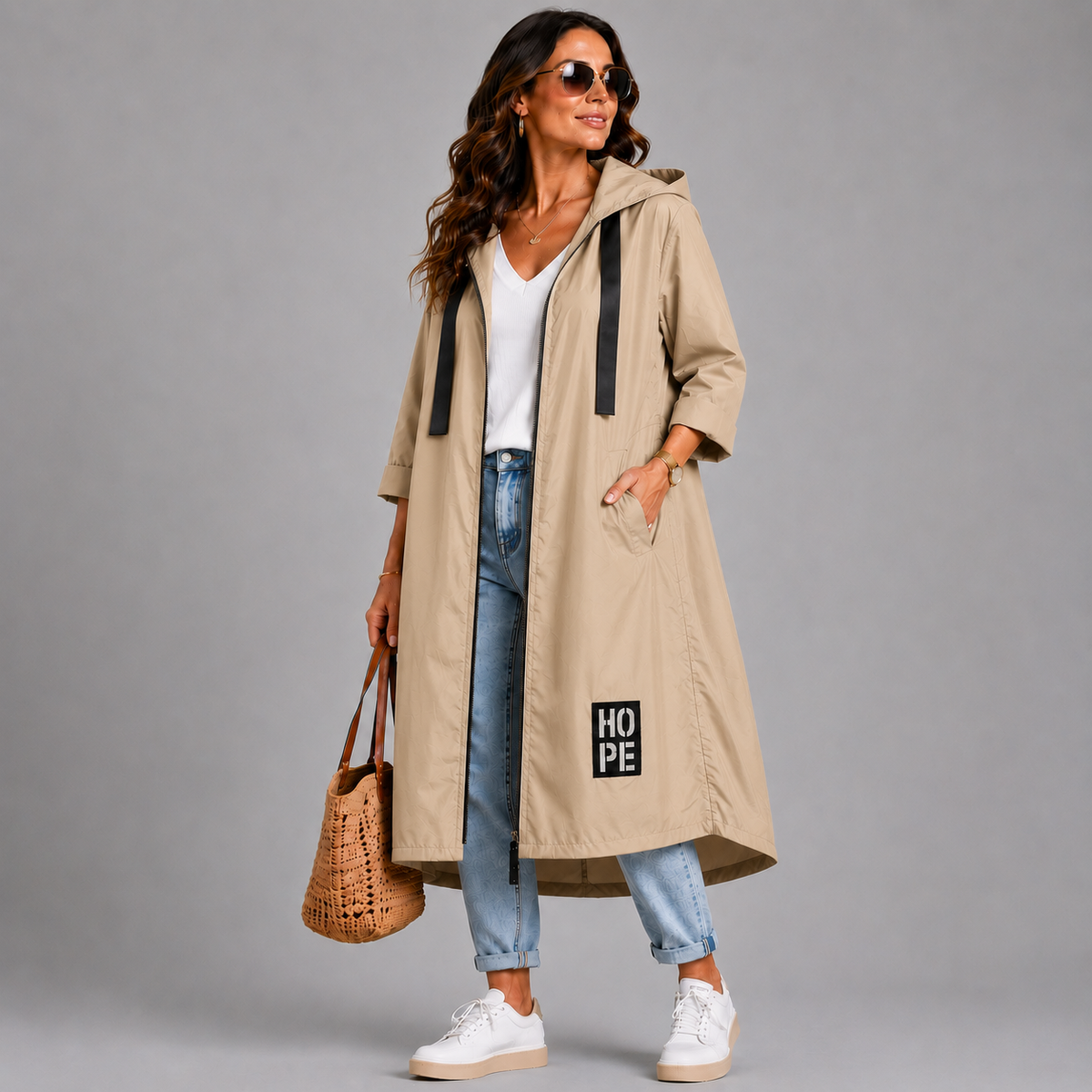 A-Line Dipped Hem Rain Mac
