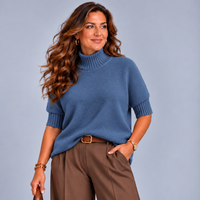 Super Soft Turtle Neck Jumper with 1/2 Ribbed Sleeves