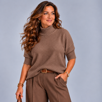 Super Soft Turtle Neck Jumper with 1/2 Ribbed Sleeves