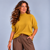 Super Soft Turtle Neck Jumper with 1/2 Ribbed Sleeves