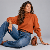 Super Soft Turtle Neck Jumper with Ribbed Sleeves
