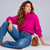 Super Soft Turtle Neck Jumper with Ribbed Sleeves