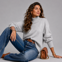Super Soft Turtle Neck Jumper with Ribbed Sleeves