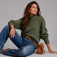 Super Soft Turtle Neck Jumper with Ribbed Sleeves