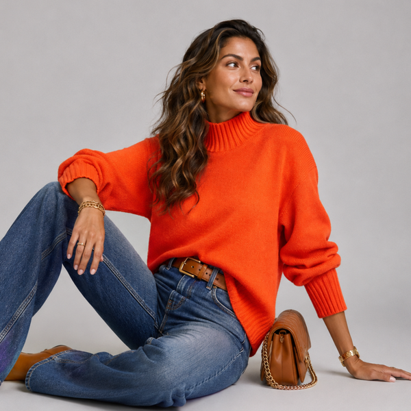 Super Soft Turtle Neck Jumper with Ribbed Sleeves