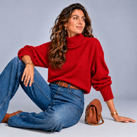 Super Soft Turtle Neck Jumper with Ribbed Sleeves