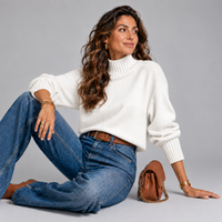 Super Soft Turtle Neck Jumper with Ribbed Sleeves
