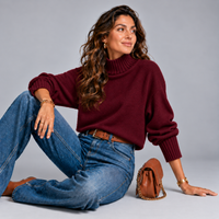 Super Soft Turtle Neck Jumper with Ribbed Sleeves