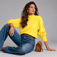 Super Soft Turtle Neck Jumper with Ribbed Sleeves
