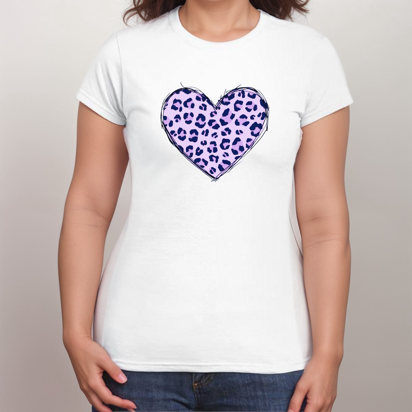 LEOPARD HEART WHITE T-SHIRT