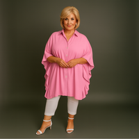 Oversized Button Front Long Shirt / Blouse,